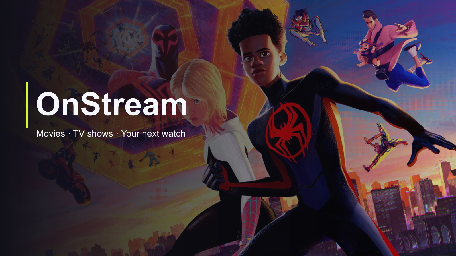 OnStream movies and TV with Spider-Man: Across the Spider-Verse artwork